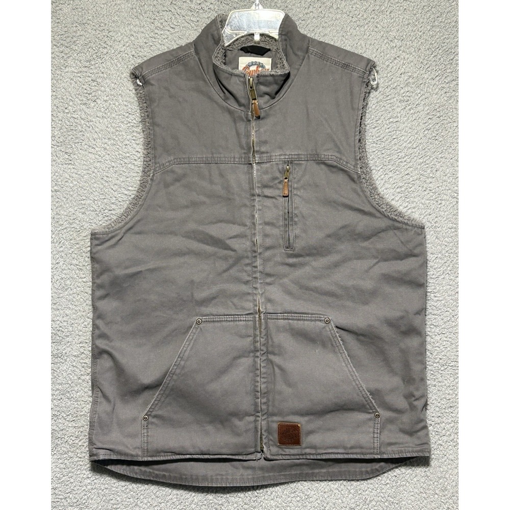 Mens L Cowboy Work Wear Full Zip Sherpa‎ Lined Denim Vest Western Ranch